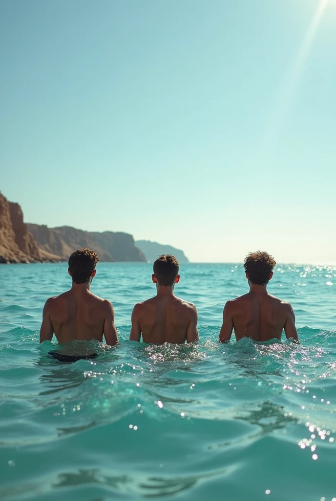 Images of the 4 Beatles on a tropical beach