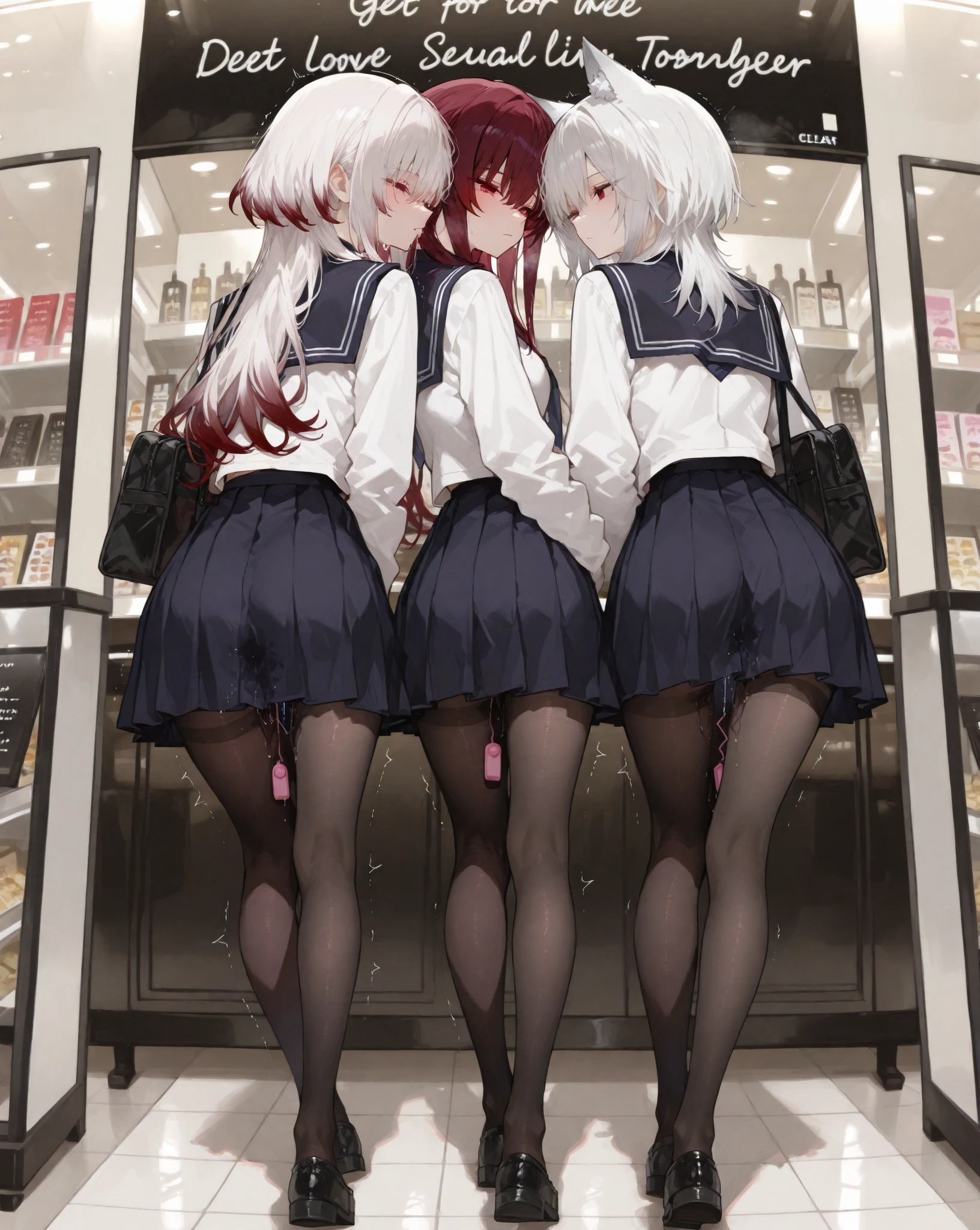 highest quality,masterpiece,((2 girls:1.5)),((smile:1.3)),(blush:1.3),((fun!!)),((Small breasts:1.5)),(Black socks:1.5),Blonde,((naked:1.5)),Kamimei,look at me,((classroom)), Taking a break from watching the audience,Light blue eyes,long hair,Glowing Eyes