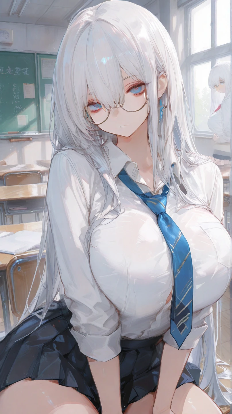 Meisterwerk, (realistisch), high-res, hochdetailliert, kompliziert, Beautiful women, rote Haare, blaue Augen, Sommersprossen, detailliertes Gesicht, looking at viewer, tight mini skirt, sexy teacher, in Classroom, nude tits, pink nippels, huge tits, gigantic tits, Ahegao, bend over, glasses, pulling down clothes