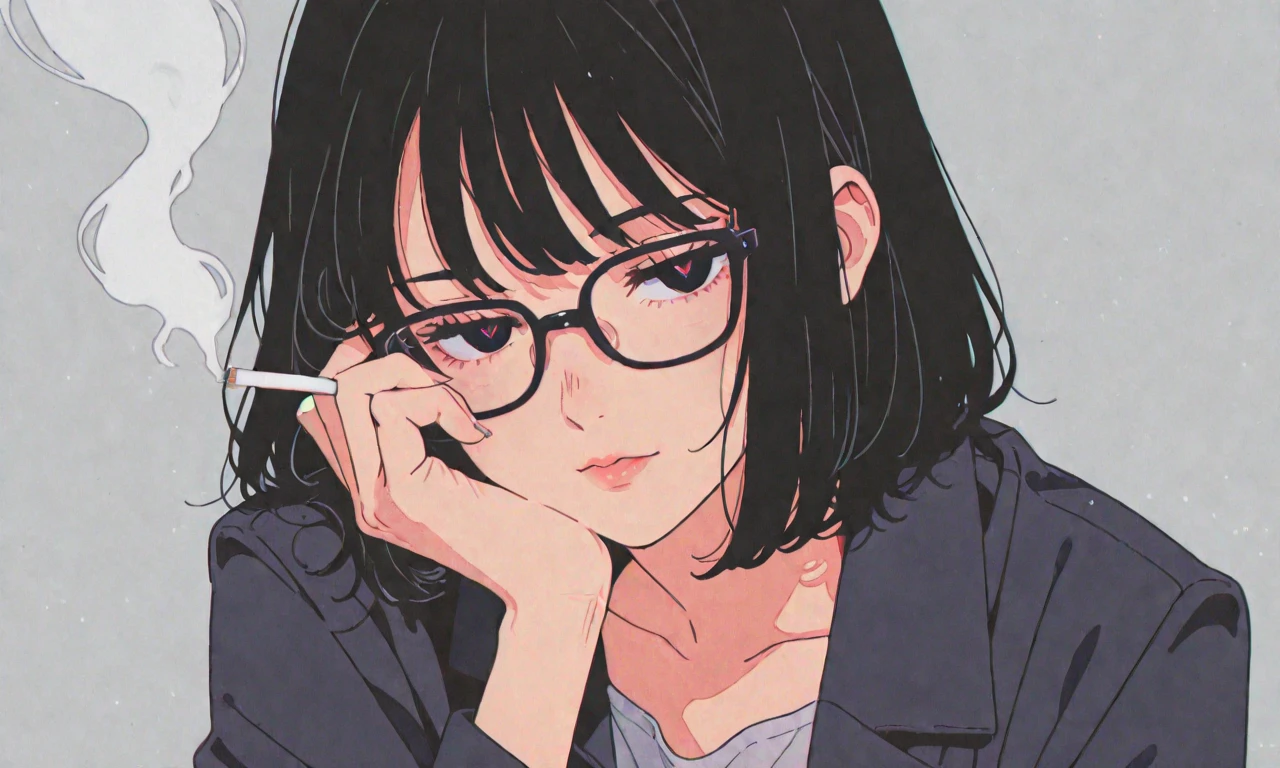 A girl with glasses painting her lips 