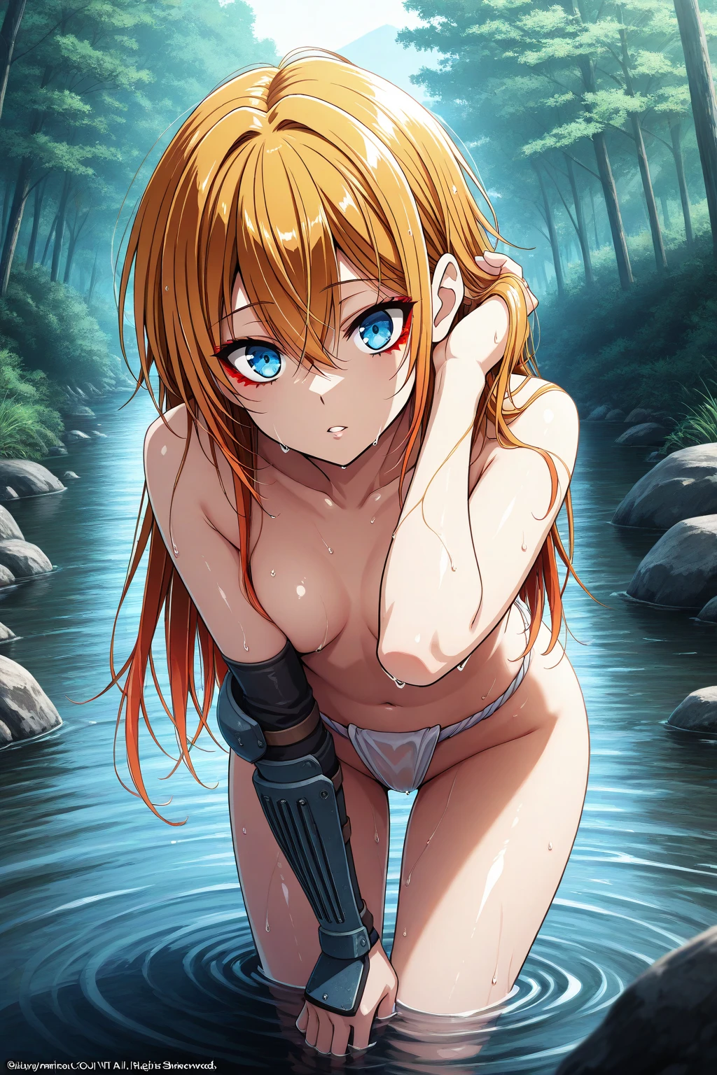 Anime. 1 girl. Slave. Mermaid. Blonde. Long hair. Blue eyes. Beautiful eyes. Perfect eyes. Expressive eyes. Ideal face. Ideal anatomical body. body. Small breasts. Beautiful nose. 16 years. Embarrassment. Blush. Beautiful character design. Shiny skin. Slave collar. Crawling out of the water. He leans on his hands. Dirty swimsuit bra. Torn swimsuit bra. Uncovered crotch. No panties. Cold. Runny nose. Nasal mucus. Snot. Snot flows from the nose. Copious snot discharge from the nose. Heat. Heat. Fever. Urinary incontinence. Wants to pee. I need to pee. A strong, desperate urge to pee. She peed herself. Sea. Beach. A wrecked ship on the shore. She survived the shipwreck. Tears in my eyes. Cry. Snot flows from the nose. Full body. Full height. nsfw. Official art. Extremely detailed CG Unity 8k wallpaper. Ideal lighting. Ultra high resolution 4K. Super detailed 8K. A high resolution.