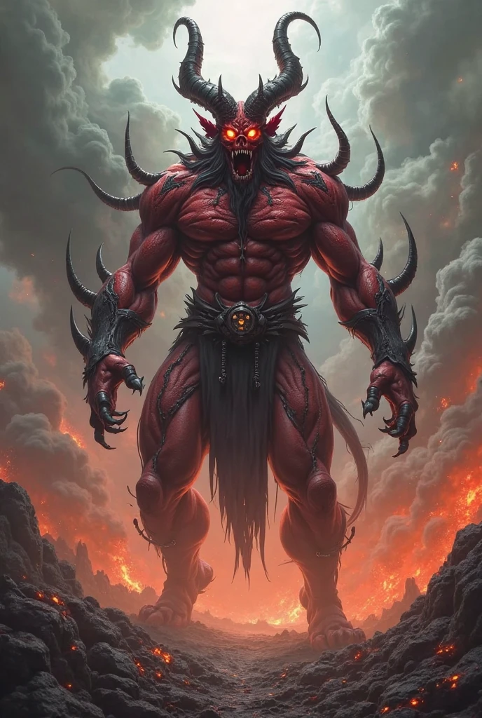 A giant demon from another dimension summoned from a magic circle、Huge claws