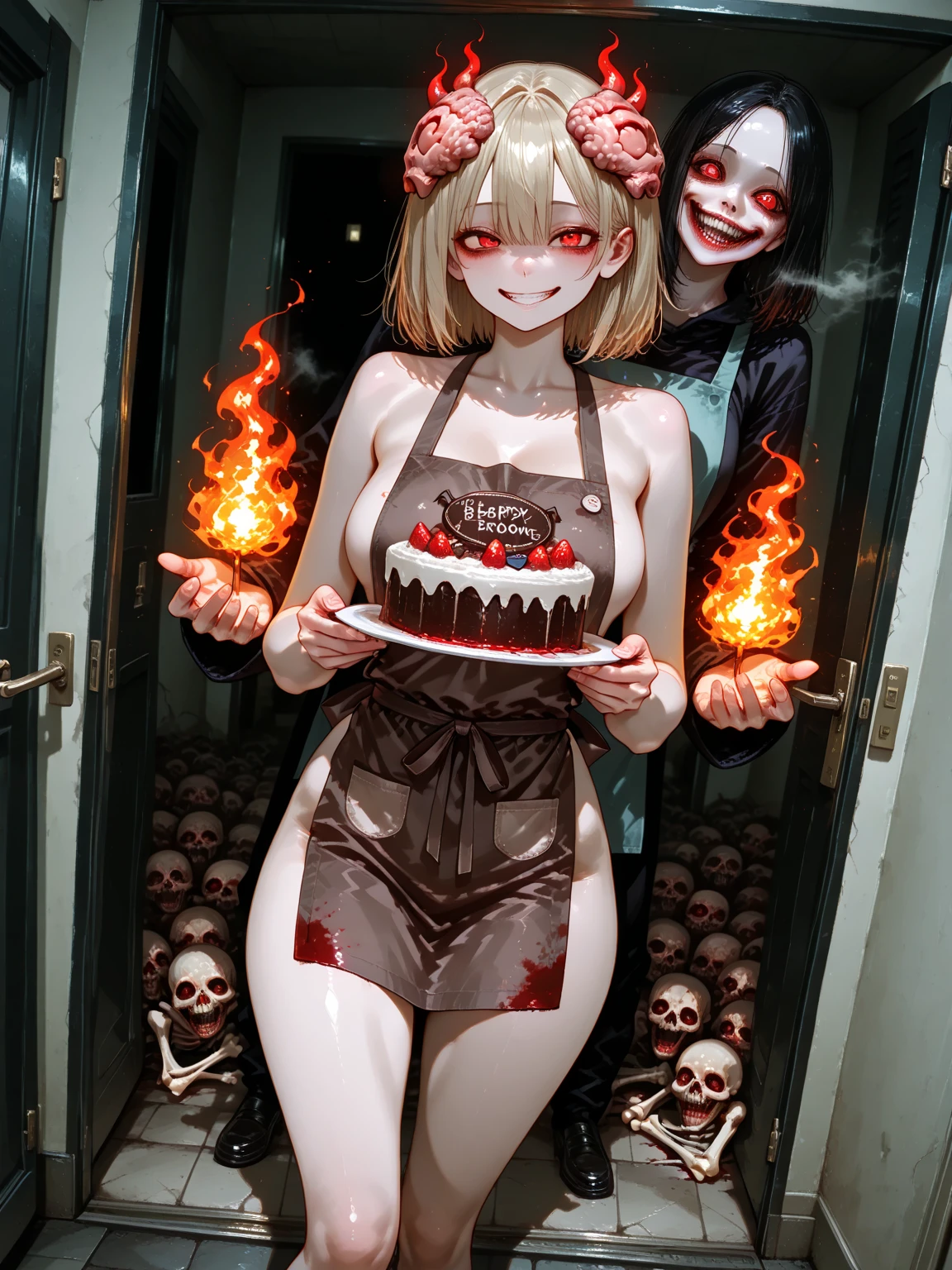 Fine matte paint，Skeleton Dark Angel, Haunted castle with large wings, Fill the drawing table with a knife，terroral，uncanny，horrid，secret terror，tentaculata，grape trees，The eye，uncanny valley effect teeth，all  fours，Critters，Blood Moon，Sharp fangs，vampire tooth，Blood