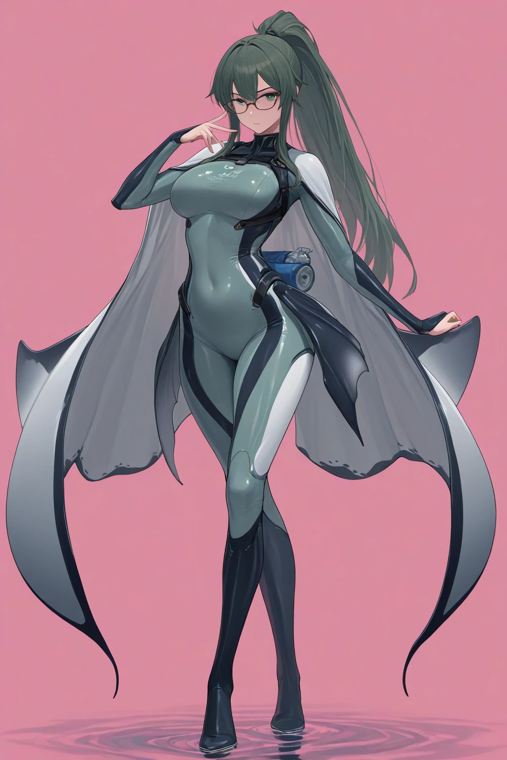 (masterpiece,top quality,high quality)), ((8K wallpaper unified with high definition CG)), (huge stunning goddess shot, so hot and sexy, jaw dropping beauty, perfect proportions, beautiful body, slim body beauty:1.3), ((Shark Girl)), ((Woman in shark costume, girl with shark face, great white shark-human hybrid:1.5)), midsummer beach, running toward camera, shiny metallic, spandex bodysuit, tight full bodysuit, metallic cyan bodysuit, high level bodysuit, full bodysuit holographic suit, futuristic shiny latex suit, skin tight black bodysuit, laserpunk full bodysuit, matte navy blue bodysuit, shark head woman,