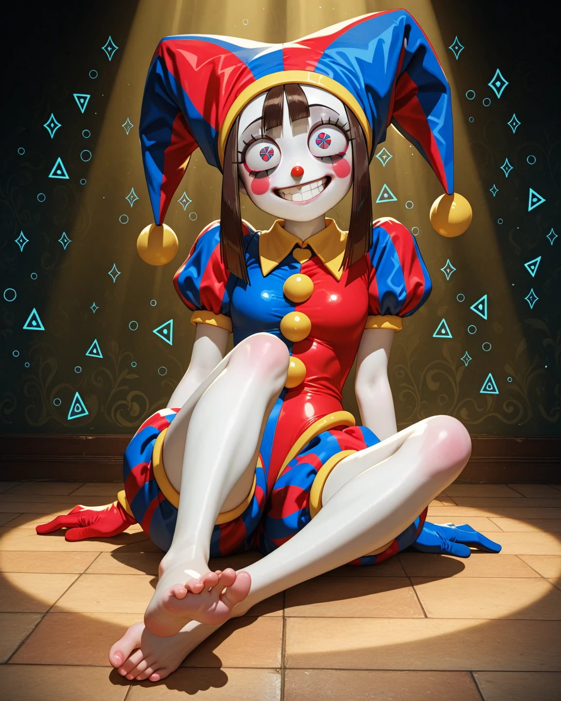 Masterpiece, absurdres,HDR ,highly detailed <lora:clown_V003_X:1>    \hentai\clown\    1 girl   clown cute face