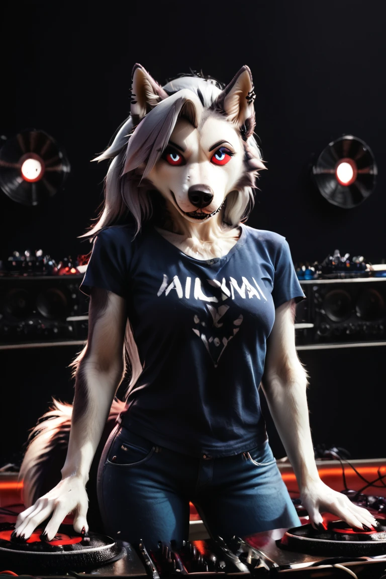 (pretty yellow eyes), (detailed pixar yellow eyes:1.2), (detailed pretty face), ((High quality)), beautiful portrait of (((porshacrystal))), (wolf), ((standing)), (curvy figure), digitigrade, stage, furry female, (looking at viewer), ((countershading)), by foxovh, honovy,hiroshiru,\(vader-san\), best quality, professional photo, photorealism, volumetric, ray tracing, HDR, 4K, 8k, absurd res, realistic, max shading, ((masterpiece))), (midtones), ((solo)),  <lora:LoraPorshaBY_porshacrystal:1>, clothes, close up,