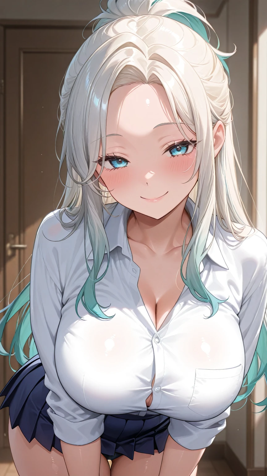 (masterpiece:1.4、top-quality、illustration:,realistic、)、(character focus、,cowboy shot:1.3)、(1girl),(light smile:1.3),(),cute face,blue eyes、(tareme:1.3)、(),
(),(sitting,lean against the wall:1.4),、
(white hair),(long hair:1.5)、
,(her room:1.3),(Room wear:1.5),
(blunt bangs),(sidelocks:1.3), (small breasts:1.2)、
、slender、
