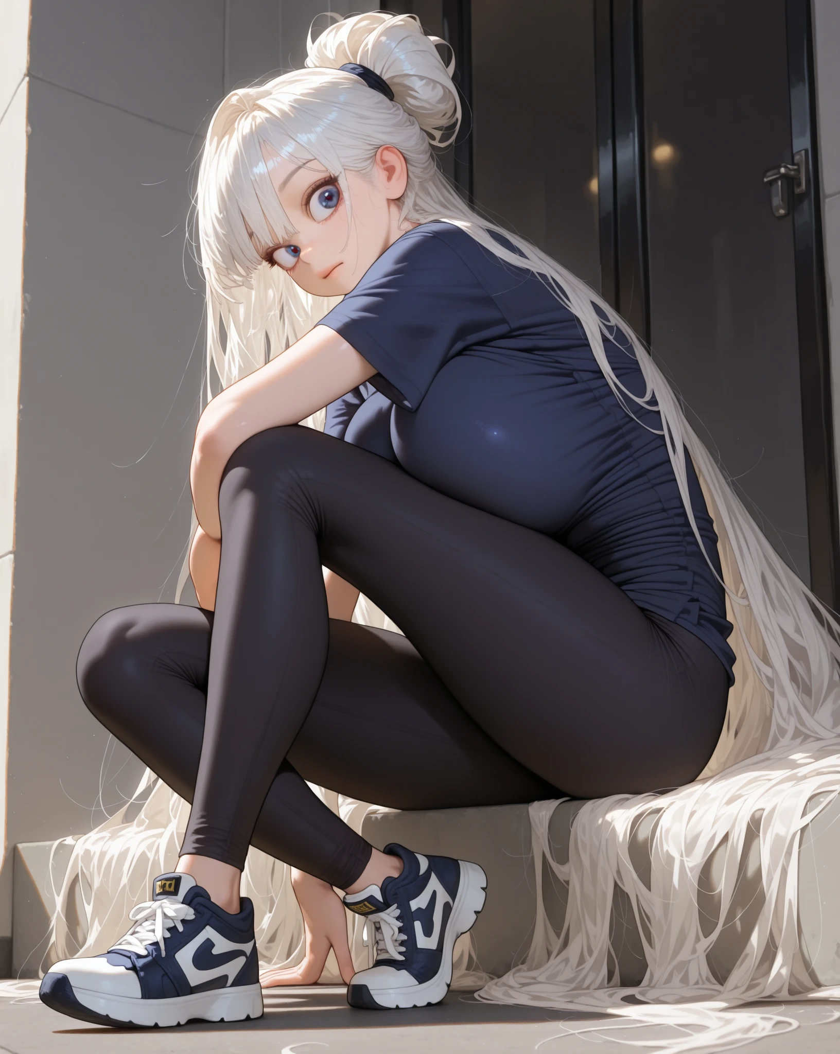 white color hair，blue color eyes，freckle，Ruddy face