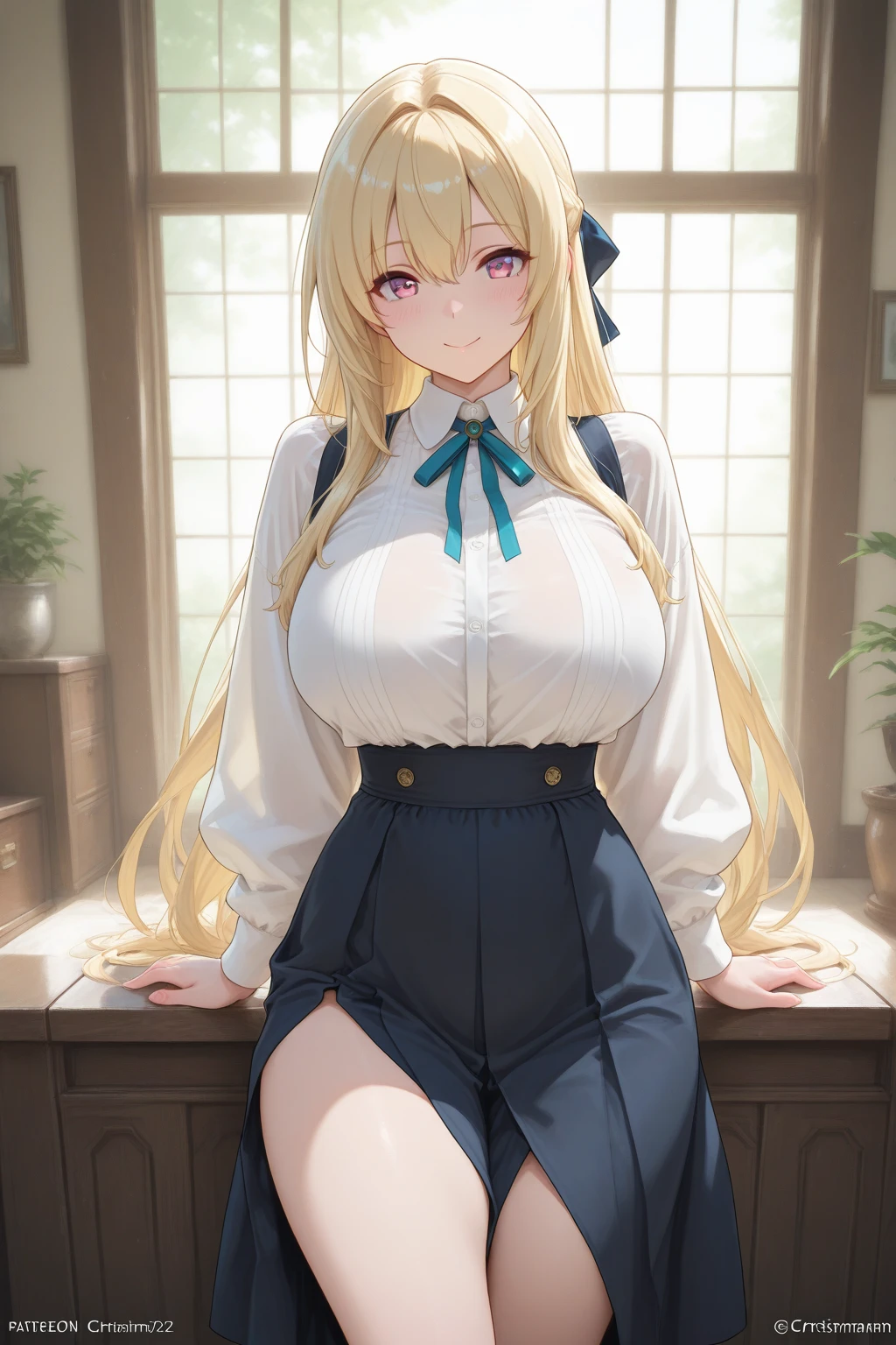 (((Lower Body、Shooting from below、Lace panties))、(((Accentuate the crotch)))、Highest quality, 8k, masterpiece :1.3)), whole body, Sharp focus :One Girl,Glowing Skin,SSexy pose,Highest quality,Tabletop,shape,Very delicate and beautiful,Hmph,8k壁紙,wonderful,In detail,Official Art,Very detailedなティッカーUnity 8k壁紙,Unbelievably ridiculous,Large file size,Very detailedな,High resolution,Very detailed,Beautiful detailed girl,Realistic,X-ray,The queue is full,(((Uniform Blazer、mini skirt)))、(((Big Breasts、blonde)))、(((School、classroom)))、Stand upright、Cleavage , ((Long golden hair))、Uniform Blazer、mini skirt、Beautiful belly button、Sexy pose、Hairstyle: Long Hair、both hands、
