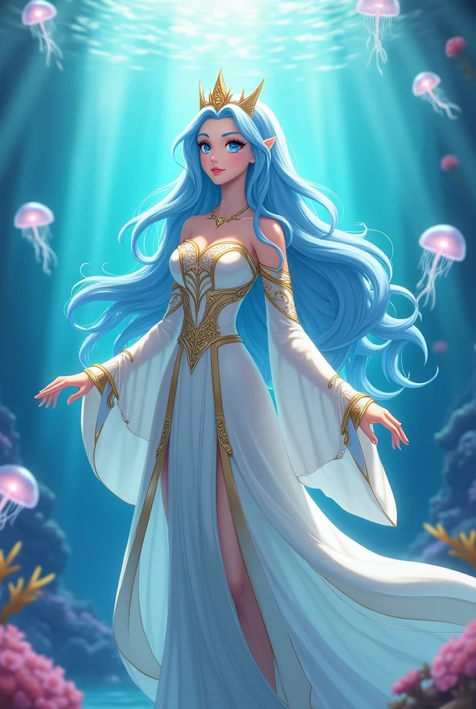 Water Princess, Genshin Impact style without clothes