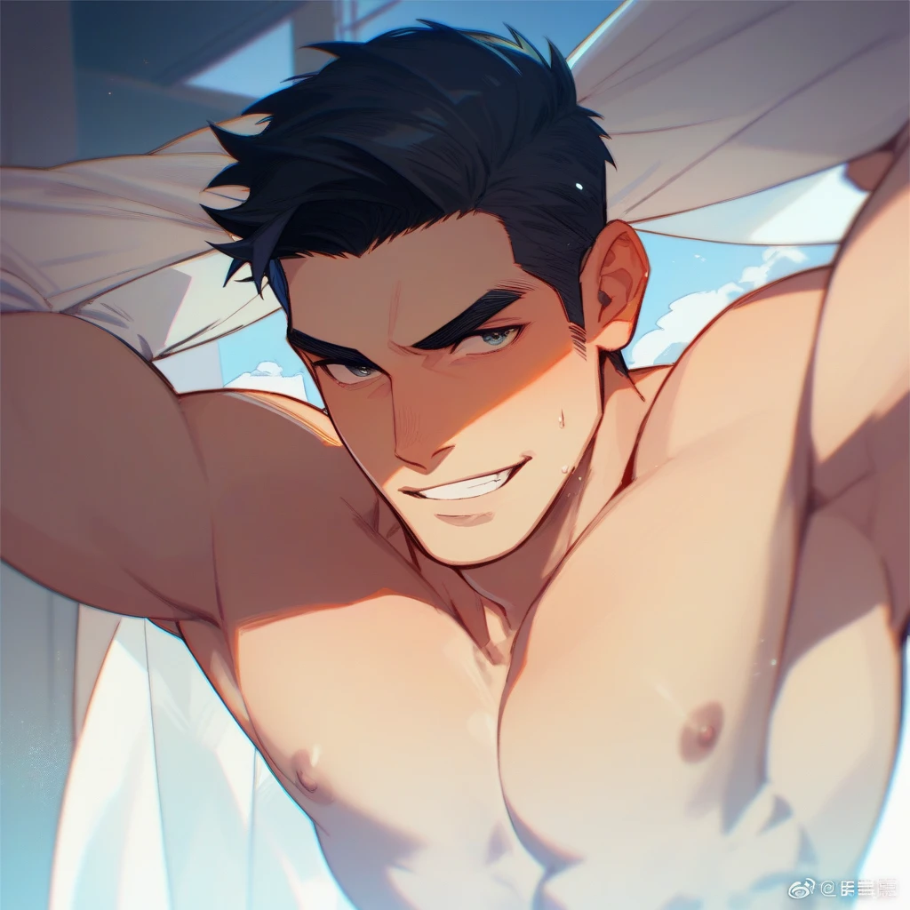 Boy without shirt and in boxer