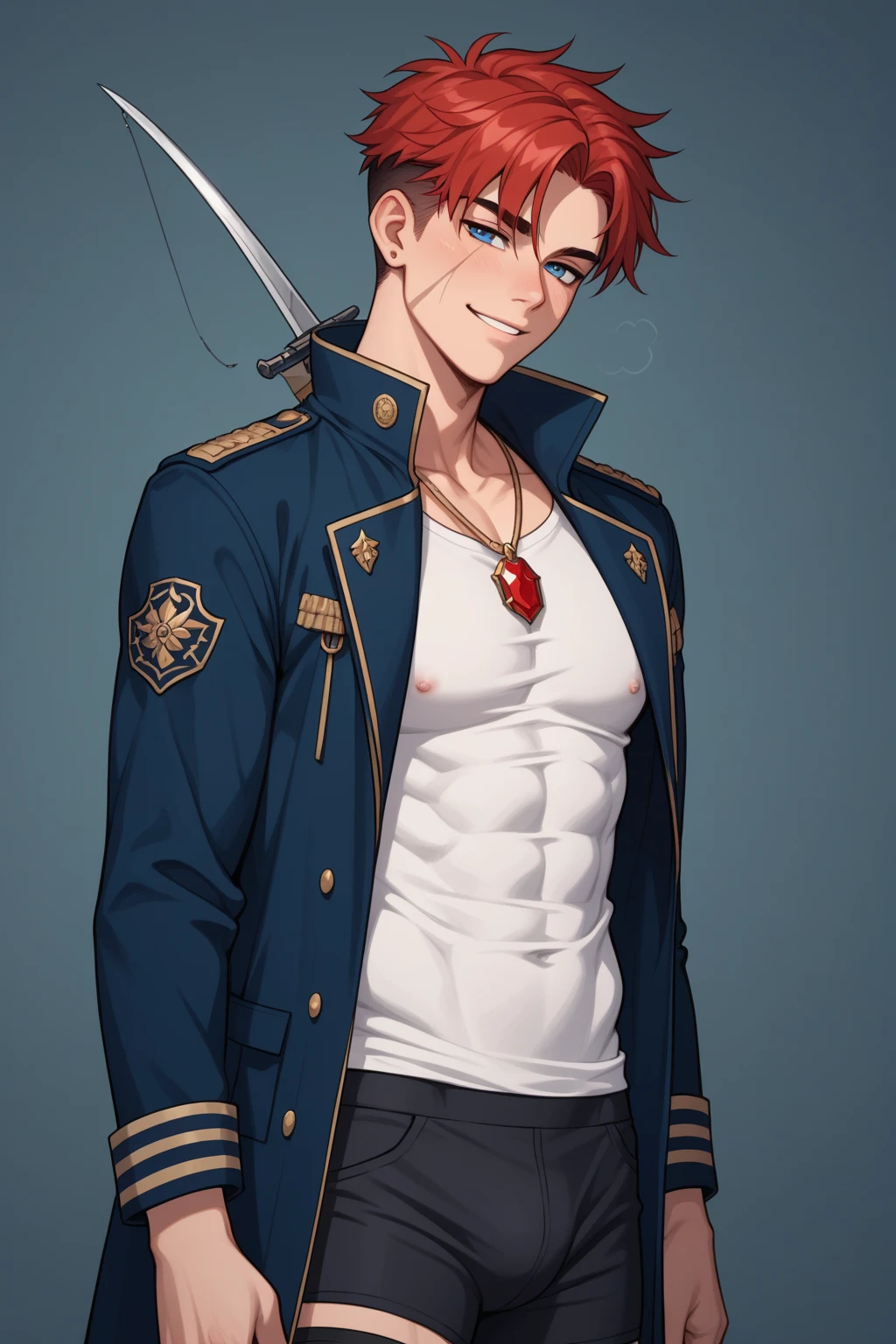 Kaito: Messy red hair, freckled complexion, green eyes, slightly taller at 5'9" (175 cm) with a muscular build. He often wears casual clothes, typically leaning towards darker colors.