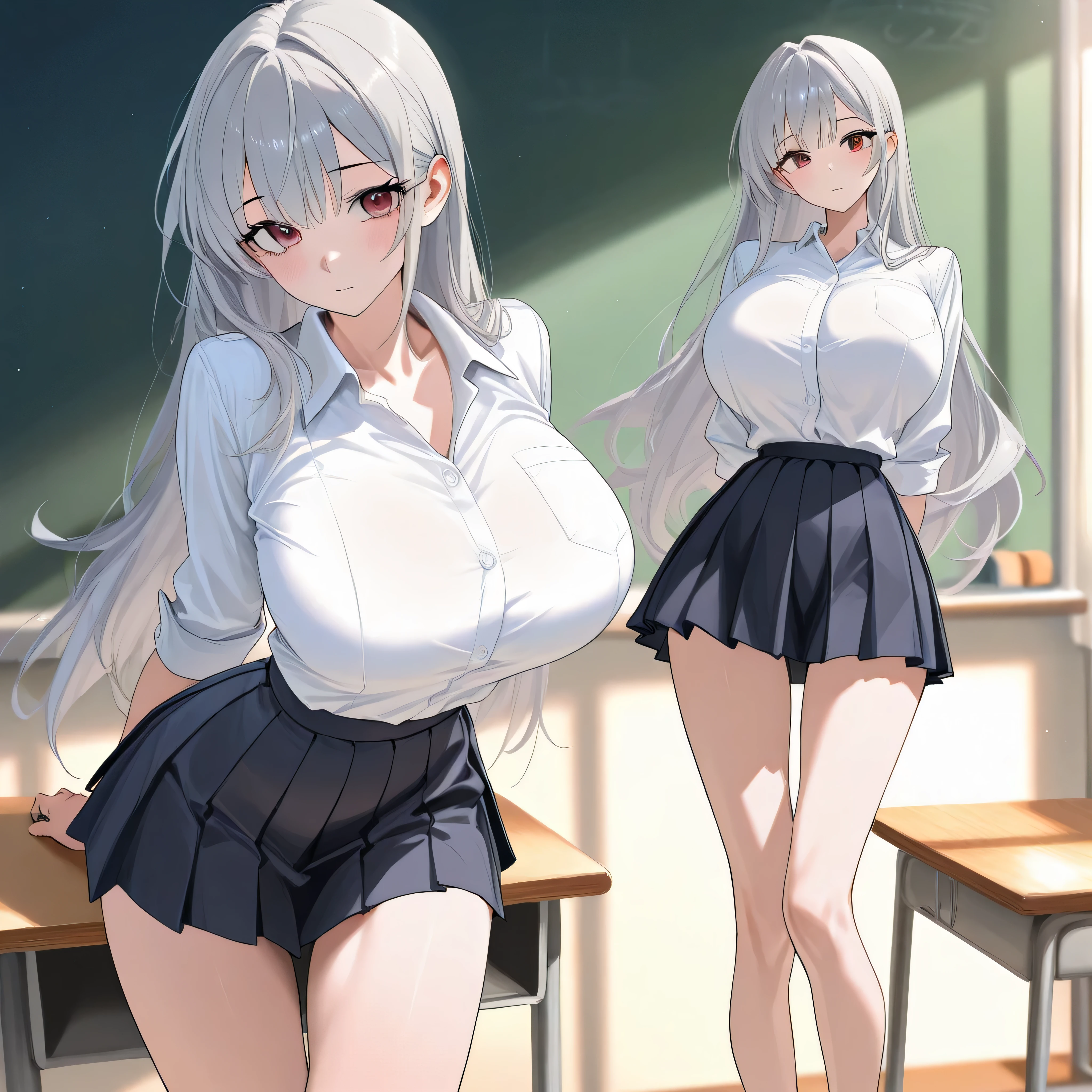 girl, alone, whole body, From head to toe, Are standing, (Huge_chest:1.3),

Character design sheet, Character Reference Sheet, 設計図のSchematic, Drafting, Blueprint, Schematic,
((Character design sheet:1.7, Character Reference Sheet:1.7,)),

anime/cartoon character wearing a girls , 1girl, alone, Thigh-high socks, blazer burezaa (blazer), Ahoge, Long Hair, bow, , shoes, loafers, ribbon, (Very short skirt:1.4), (panties:1.5),, (Good:1.7),(In underwear:1.8),nsfw,Full nudity、