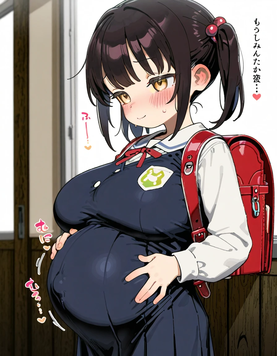 high school girl、No panties、No bra、being bukkake、pulling up the skirt、pregnant