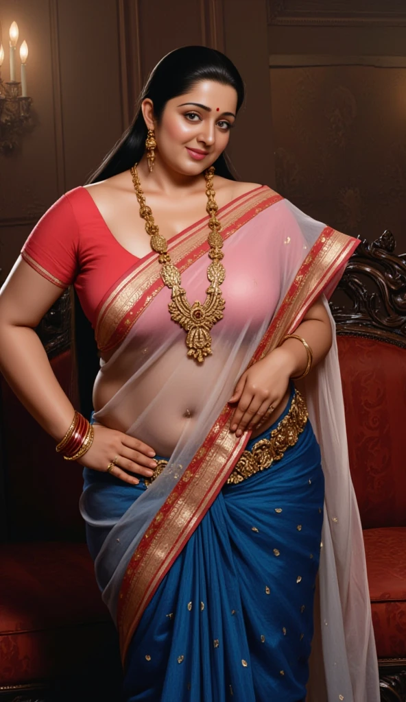 Foto RAW, photorealistic, photography, full body shot, master shot, perfect eyes, goddess like beauty, pierced eyes, perfect thick chubby mallu Desi aunty bhabhi, Wearing a Stanapatta, a chest-band.Saree model, model Photography, Indian saree shoot, Indian traditional wear advertising photography, traditional wear brand shoot, face of Indian actress Sonakshi Sinha, masterpiece, realistic, realism, incredible details, pleasure, photorealism, detailed skin, skin pores, high contrast, photorealistic Artstation 8k HD digital art trend of high definition and detailed realistic skin texture, ultra detail, realistic skin texture, armature, best quality, ultra high definition, (photorealistic:1.4),, high resolution, detail, raw photo, sweat, Re sharp, by Lee Jefferies Nikon D850 Film Stock Photo 4 Kodak Portra 400 Camera F1.6 Lens Rich Color Ultra Real Realistic Realistic Textures Dramatic Lighting Unreal Engine Trending at Art Station Cinestill 800,(pele altamente detalhada: 1.2), 8k UHD, DSLR, soft-lighting, alta qualidade, grain of film, Fujifilm XT3,she didn't like to wear blouse or bra, she is happy to wear only saree, she hates blouse or bra, detailed hairy armpits, hyper realistic skin, skin pores, sweat, veins,