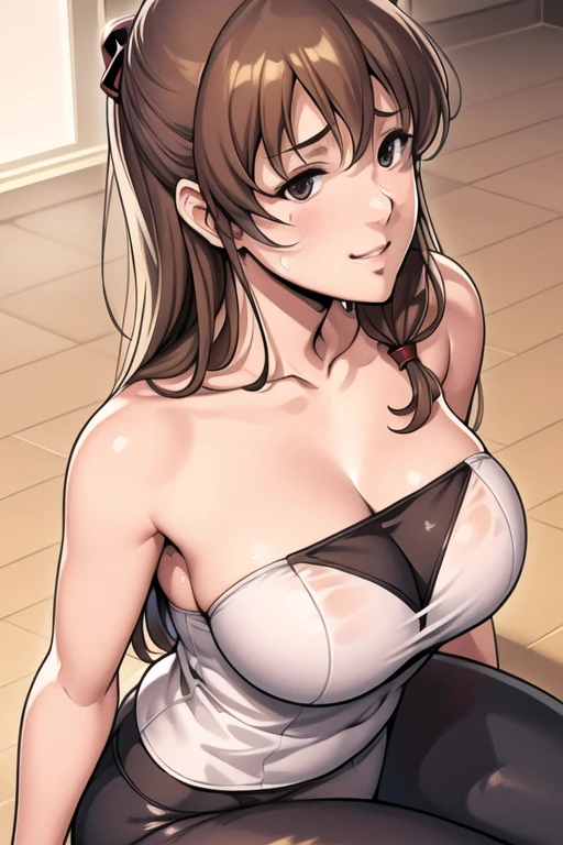 naked apron, Shoulder, clavicle,Brown_hair,Brown_Eye,Bangs,hair_OK, 1 girl, 20 years old,Mature female,beautiful Finger,beautiful long legs,beautiful body,beautiful Nose,beautiful character design, perfect Eye, perfect Face, Looking at the audience, (Innocent_Large target_Eye:1.0),smile, happy national foundation,Official Art,Extremely detailed CG unity 8k wallpaper, Perfect lighting,rich and colorful, bright_front_Face_light, (masterpiece:1.0),(最OK_quality:1.0), 超high resolution,4K,Extremely detailed, photography, 8K, HDR, high resolution, absurd:1.2, Kodak Portra 400, Film Grain, Blurred background, Bokeh:1.2, lens flare, (Energetic_color:1.2) (beautiful,Large target_breast:1.4), (beautiful_Face:1.5),(narrow_waist),