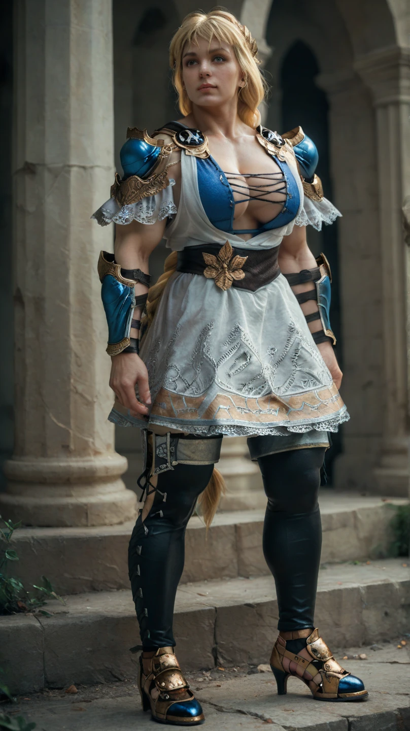 (Masterpiece, best quality, intricate details, 1sologirl) iron collar, arms behind back, iron cuffs, shackles, bound ((standing by wooden pole:1.2)) looking from above happy closed mouth