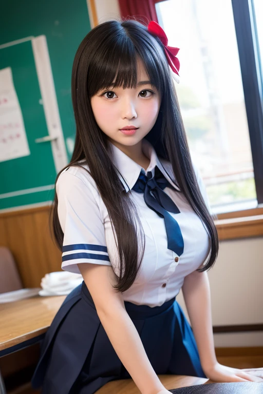 (8K、Raw photography、Highest quality、masterpiece:1.2),(Black Hair、Dark Eyes:1.9),(High school girls、Light blue school uniform:1.6)、View your audience,Viewed from the front,White skin,(Checkered Skirt:1.3)、(Tight waist:1.6)、(Clothes that accentuate the shape of the breasts:1.0)、(Big Breasts :1.3)、Slim figure、Ultra-high resolution,beautiful,beautiful fece,(One person、No background:1.9),whole bodyボディー,Japanese women,(reality的:1.37)、Photon Mapping,reality、(Baby-faced and cute: 1.2)、(Cute Smile: 1.8)、(Round face: 1.8)、Radio City、Physically Based Rendering、Depth of field rally background、photograph, (I can see your knees、Thigh close-up:1.8),(:1.6),whole body、Great quality