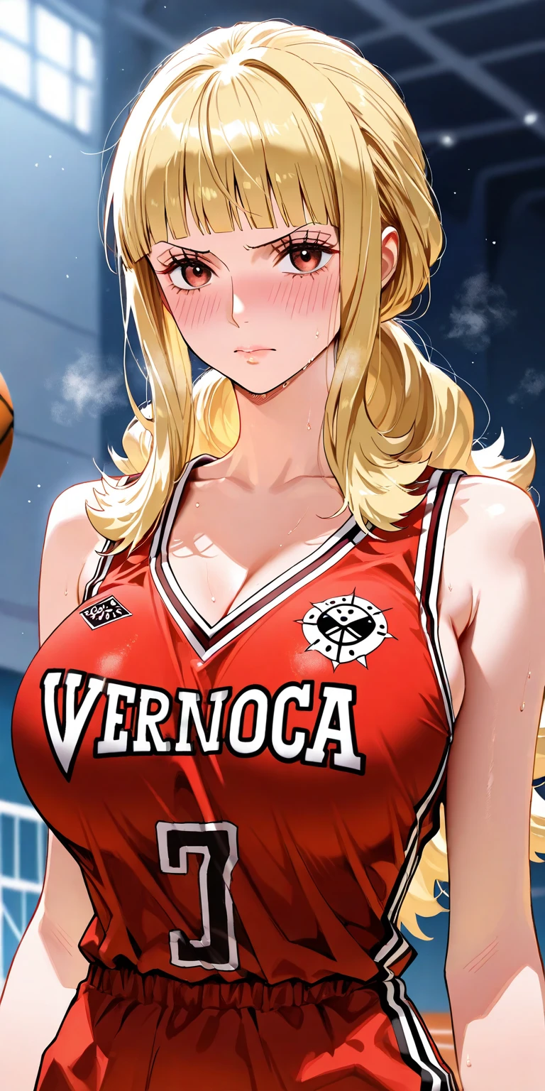 best quality, 1girl, standing, peace sign, earrings, barbell piercing, print bikini, beach, smile, corneo_marin_kitagawa