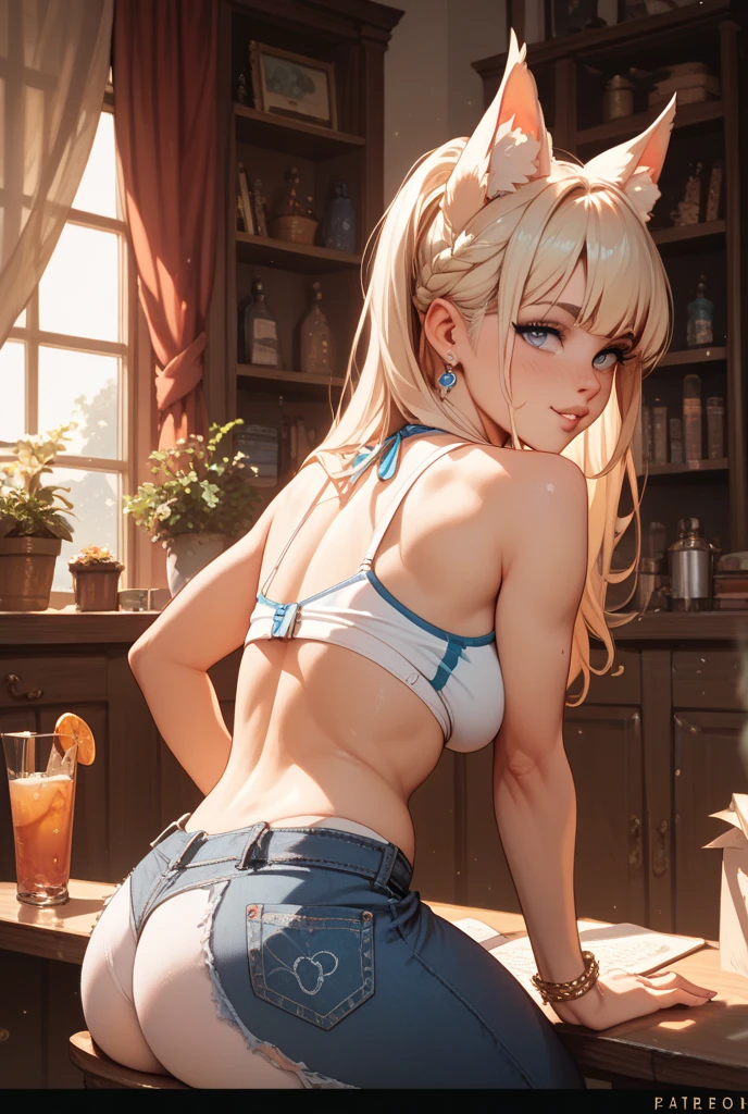 (Unity 16K Wallpaper, Masterpiece, Best Quality, Ultra-Detailed, Extremely Detailed CG, Caustics, Detailed, Beautiful Detailed Eyes, solo), Ultra High Resolution, fine skin、sexy, curby, smile, micro bikini, sweaty, blush, back shot