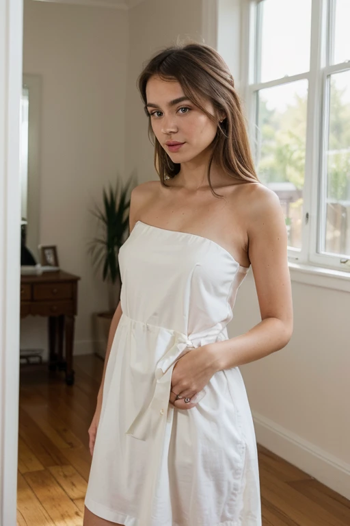 ((best quality)), a girl in casual dress with long lob cut