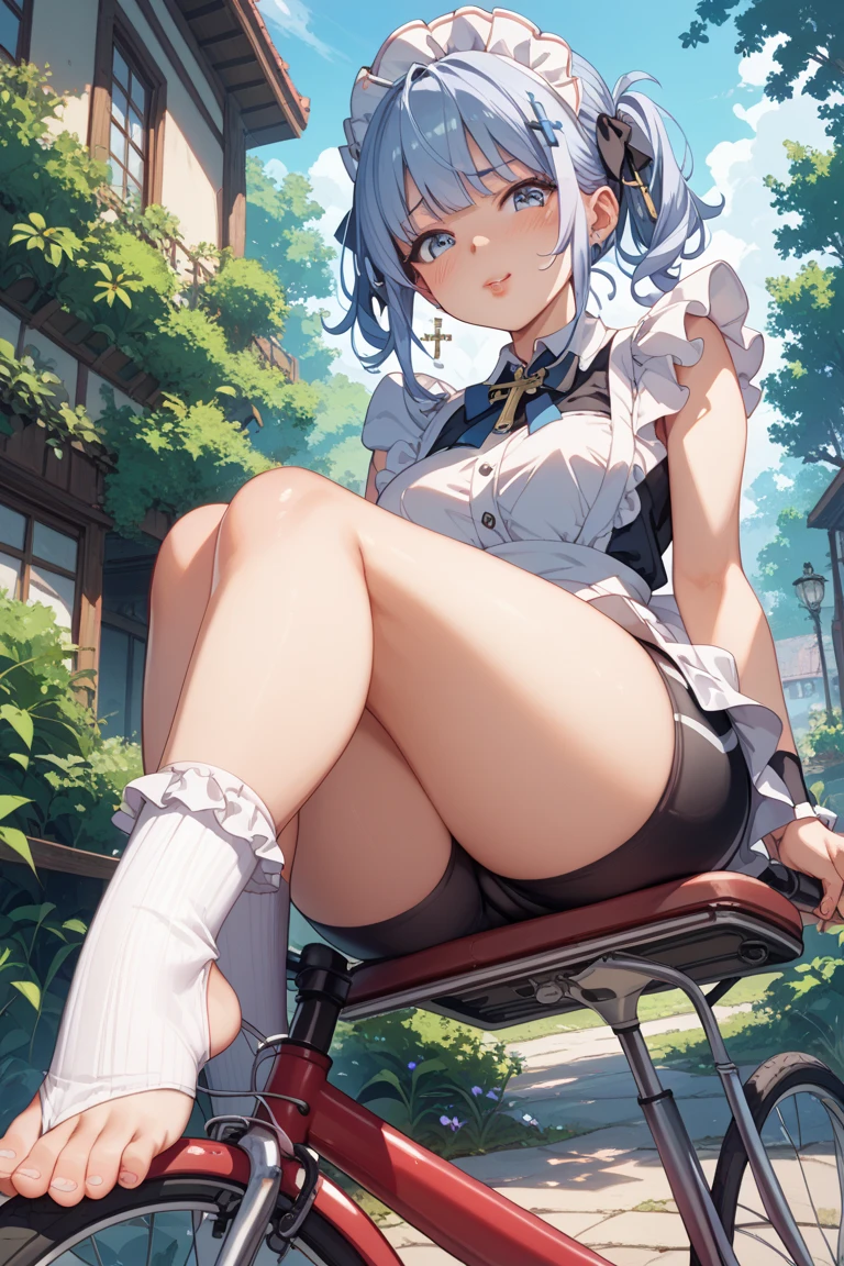 ((((master piece)))), Best Quality, ultra-definition, max resolution, A highly detailed, NSFW, cute girl, medium hair, blue eyes, Naked, Sweat, steam, (((Sexual climax))), Hairless, ((take-a-leak)), ((pussy juice)), (spread legs), orgasm face