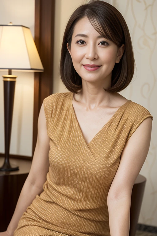 ((Highest quality)), ((8k)), ((masterpiece: 1.3)), (Perfect appearance), (Photorealism: 1.6), (RAW Photos:1.2), (Photorealistic), (Genuine:1.4), (JMA), (KE), (Portrait of a Japanese mature woman), (Pitch Darkness: 1.2), (A woman illuminated by a dim light), (Woman standing diagonally facing forward: 1.4), (60-year-old woman), (Perfect looks), ((Realistic skin texture)), (Fine wrinkles all over the skin), (Dullness), (Facial wrinkles), (Wrinkles around the eyes), double eyelid, Tear bags under the eyelids, (Grimacing and laughing), Short bangs, short hair, BREAK(Red lips),BREAK (blouse: 1.2),