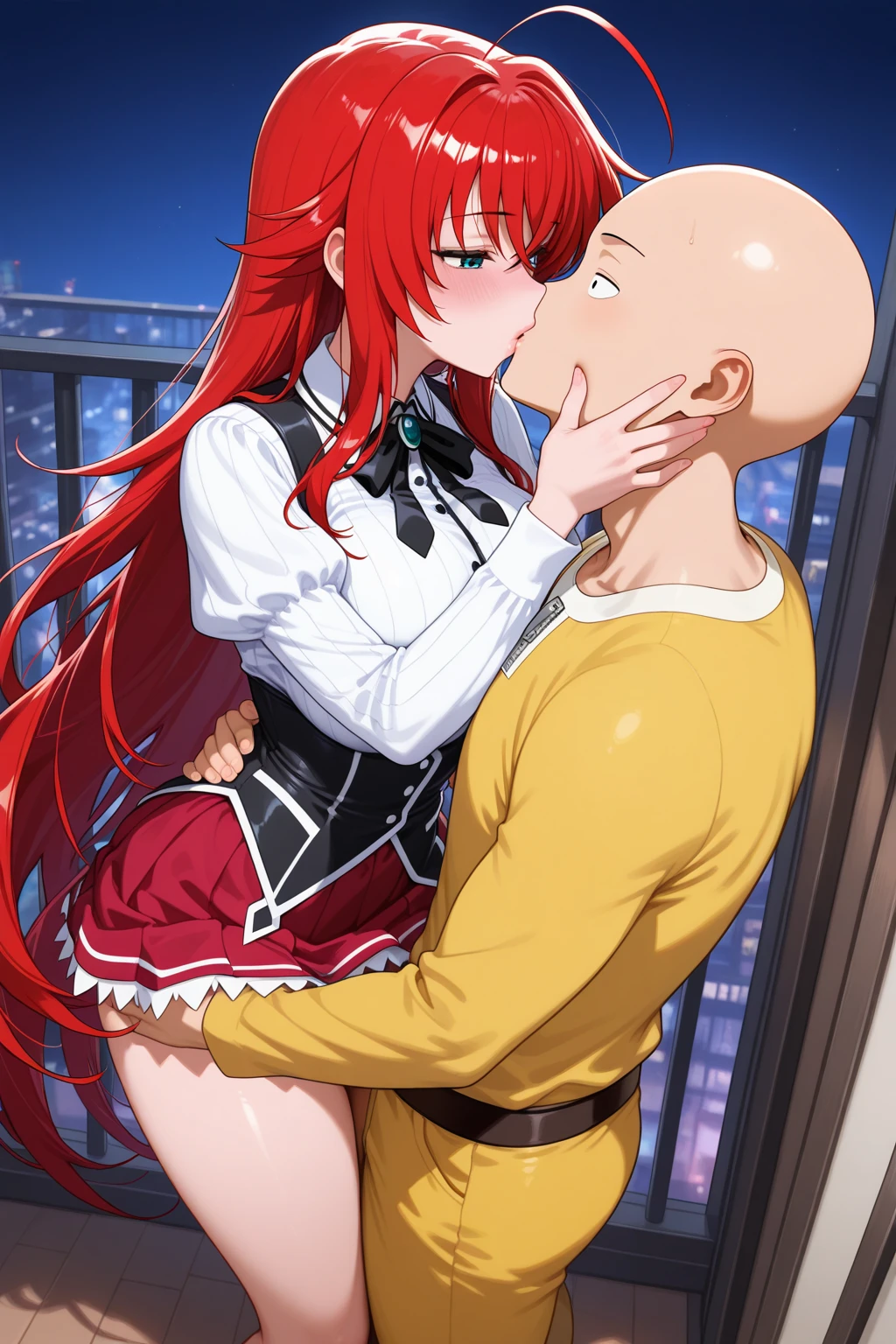 (((masterpiece))),(((best quality))),(ultra-detailed,high resolution:1.2),(illustration),((an extremely delicate and beautiful)),(detailed background), ((face to face, hug, sex)), toes, standing, (((wrestling ring))), ((1girl)and(1boy)), hetero, (1girl,tall stature), ((((Baobhan Sith/(((fate/)))), red dress, bare shoulders, (((waist-cape))), layered sleeves, red knitted_long boots, high heeled shoes, ((((ahegao)))), (rolling eyes:1.4),(trembling), (cum in pussy:1.4),cum on clothes,cum on breasts,excessive cum, clothing aside, clothed, (1muscular boy,tall stature:1.4), ((((tartaglia/(genshin impact/)))),large penis, [[[[he looks evil grin]]]], text,