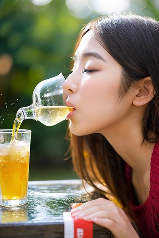 Girl drinking from a glass