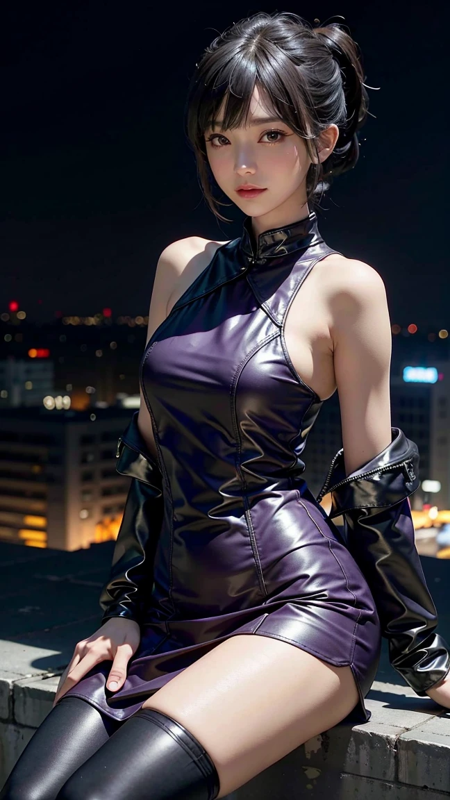 Fotorealista da Charmie, uma personagem feminino de 25 anos, usa vestido curto e justo ao corpo, wears pantyhose, mulher sexy, sensual, safada, she is a character from the game the king of fithers, bumbum grande e calcinha apertada, seios fartos e realistas