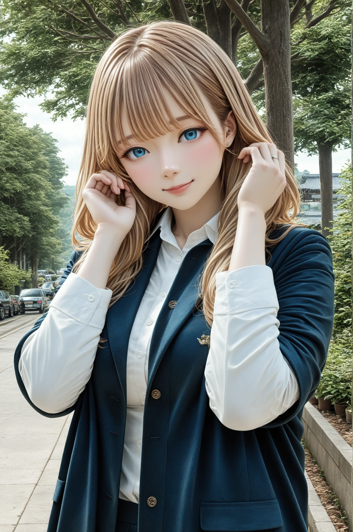 One Girl、Have a  umbrella。colorful。rain。Cloudy grey sky。Chi