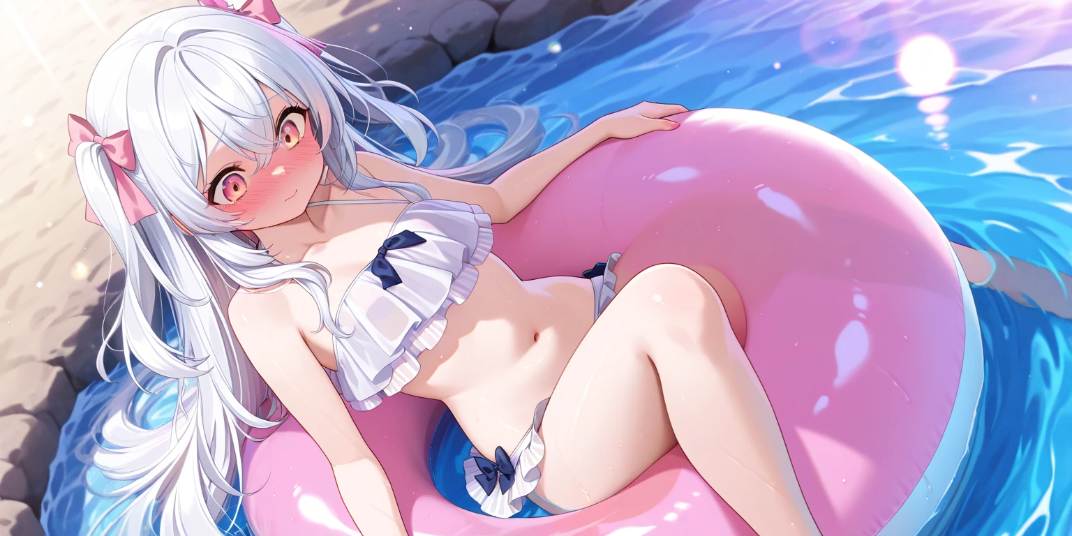 BREAK Perfect Anatomy、(High resolution:1.2)、Incredible illustrations、(Cute illustrations:1.2)、 (Beautiful background(Poolside))
1girl((multicolored hair,crossed bangs,sideburns,french braid)(heterochromia,pupils sparkling)(eyeliner,faint lips)(tongue out),curly
,tan:1.8)
1girl((a girl, 1.5meters, 35kg,18 years old female,
((micro bikini, sun visor, sandals, pareo),
(Drinking soft serve ice cream float melon soda on a deck chair)