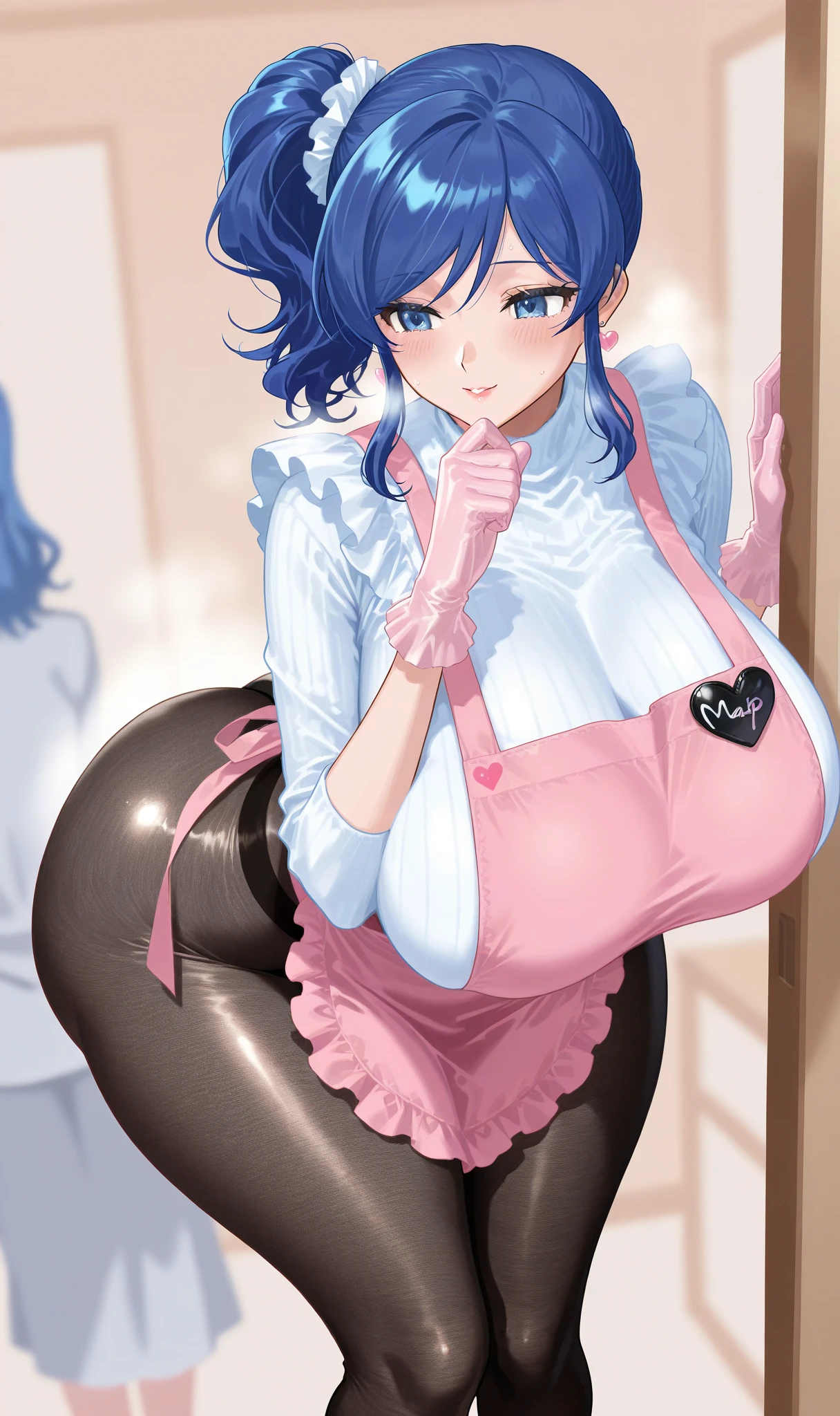 (((Shining armor))), my little pony, beautiful eyes, beautiful, (((panties on floor with print))), ((mismatched stockings with heart print)), big perky butt, skirt, (voluptuous big breasts), bra with print, seductive face, (standing on all four hooves mare position:1.4), (((парнокопытные))), behind view 