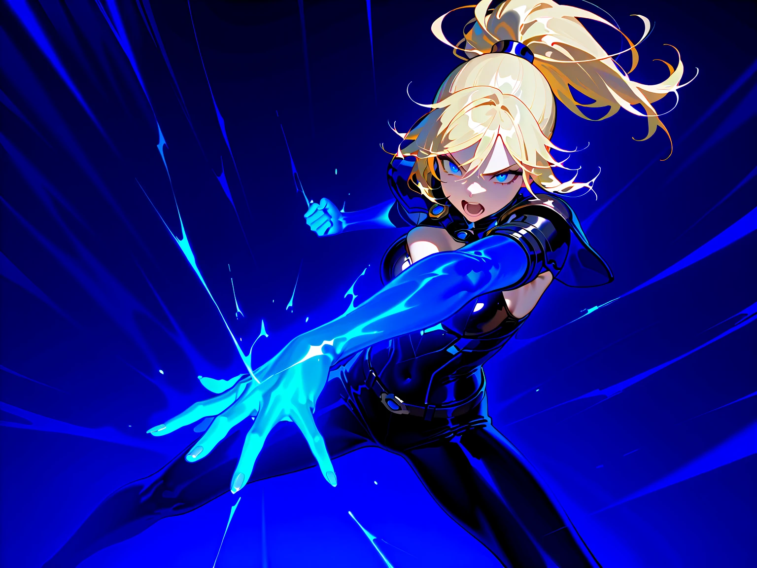 masterpiece, best quality, agrias, grey sweater, black leotard, twirl, spin, blonde hair, superhero, boots, tornado, whirlwind, solo, bare legs, whirl, wind effects, spinning into a tornado, fast spin, stand, time travel, travelling through time, highleg, perfect hands, perfect fingers, highleg leotard, powering up