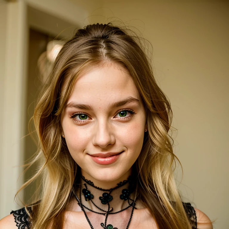 15 year old girl with medium length blonde hair, children's pigtails hair, hair ribbon, Caucasian female facial structure, sad expression, golden necklace, she is wearing a sheer tight wedding dress, visible nipples, marked nipples, she in a children's room, 