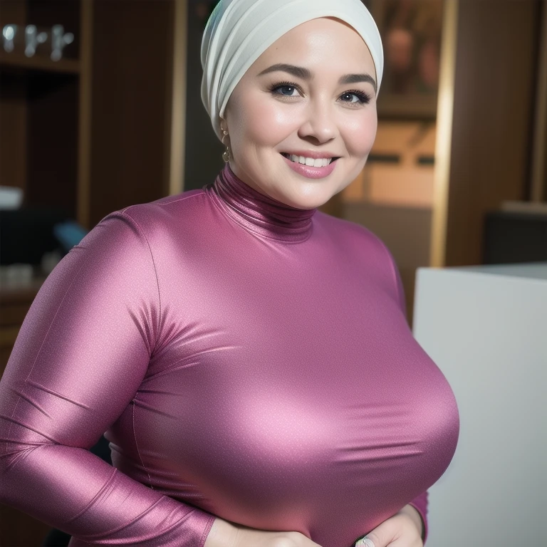 ((1woman)), 8k, 32k, teacher, Plump, full body, detailed beautiful, sexy bikini, happy, wet, chubby,16 years old, ((wet bodysuit:1.3)), ((Hijab, bikini white Transparent)), Portrait, ((Messy Office:1.2)), ((Sweat:1.0)), ((Upward Gazing:1.3)), ((Mix of Indonesian-Japanese Heritage:1.1)), ((Ex-Gravure Idol:1.1)), ((beauty:1.2)), ((Half-Naked:1.0)), ((Breasts Out:1.0)), ((K Cup:1.0)), ((Fake Implant:1.0)), ((detailed half naked sexy and beautiful))