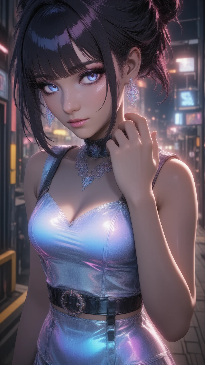 { 1 girl is surrounded by men, in strip club, ((men are touching the girl's body, molesting)), (cowboy shot) }, { (neon glowing), (masterpiece), (absurd resolution), (best quality:1.4), (photo realistic:1.2), (Luminous lighting:1.2), (Chiaroscuro:1.4), (Immersive atmosphere:0) }, { (blushed face:1.2),(weeping),(ashamed:0),(afraid:1.2),(scared:0),(angry:0),(open mouth:0),(tongue out:0), (shiny skin), (slender body), big breasts, (neon color hair) }, { ((see-through)) dress, off-shoulder, (pubic hair) }