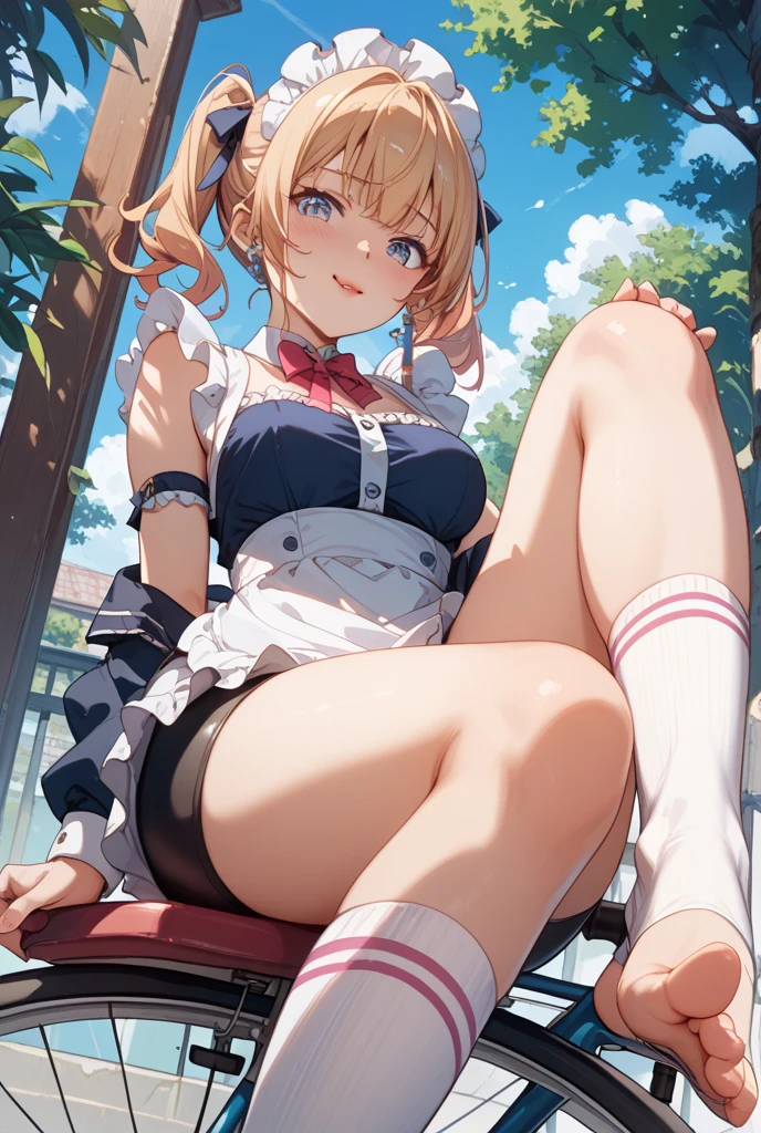 A high resolution,best qualtiy,the detail,8K quality,JK school uniform,Wear a cap,High ponytail,Golden hair,full bodyesbian,Sassy and heroic,Golden pupils,long whitr hair,athletic sneakers,Wear black stockings,slightly fat big breasts,Slender legs,Wear armbands,Under the cherry blossom trees,Japanese style,Tsundere,Wind Discipline Commissioner,B cup,Comics in hand,Beautiful girl for high school students