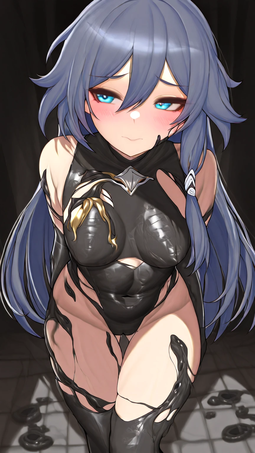 AKnight, (long black hair), red eyes, thighs, pointy ears, large breasts, brown tanned skin, standing, legs spread wide, hands on knees, angry face, solo, low angle, ass and crotch in viewers face, facing away
Karmor, hairband, gold armor, gauntlets, black thigh highs, black panties, armored boots, garter straps, greaves
(insanely detailed, beautiful detailed face, masterpiece, best quality) <lora:ArmorKnight-09:0.7>