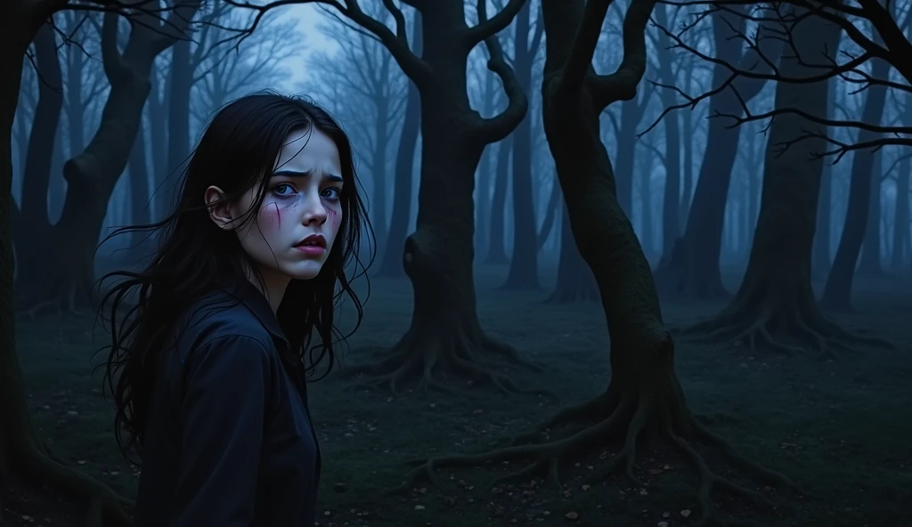Make a dreamy mysterious horror style image symbolizing anxiety and hope, symbols of crossed fingers, childish