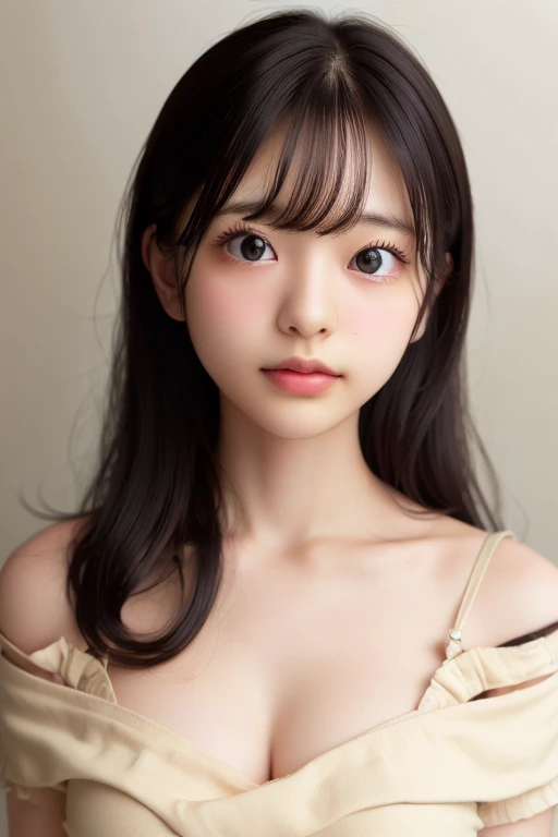Very young Japanese woman,14 years old,White bra,Mid-chest,Black Hair,Long Hair,Soft lips,Fine skin,(Glowing Skin),(masterpiece:1.4),(highest quality:1.4),locker room,Looking into the camera,