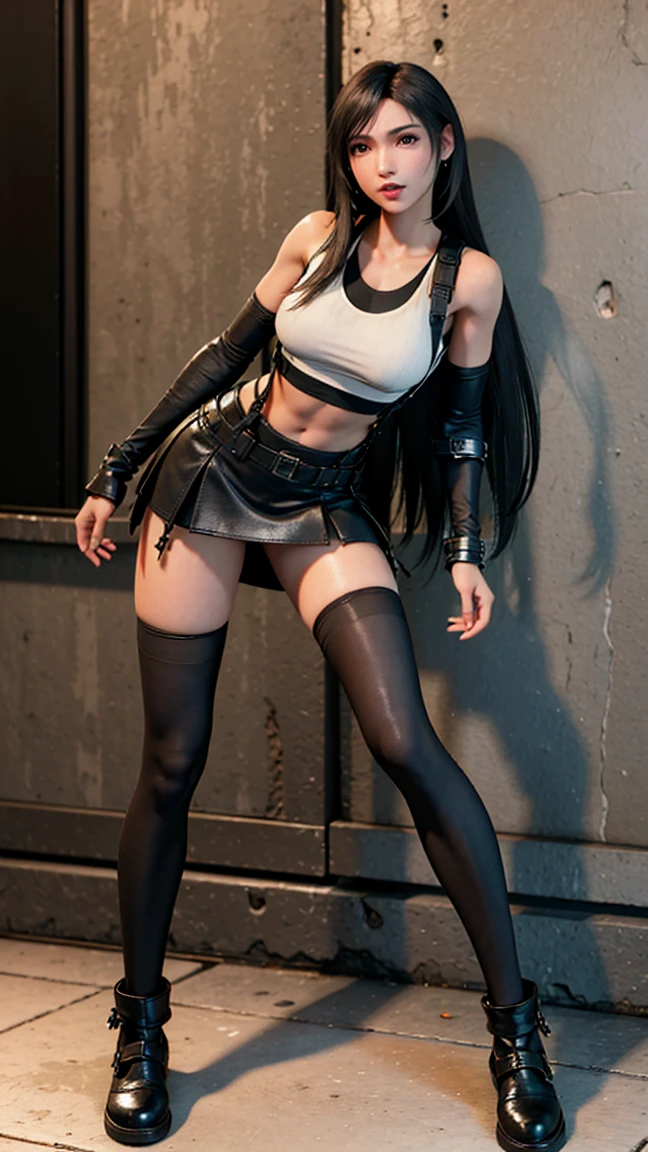 korean idol mature woman black wavy hair with bangs Big breasts close together and cleavage black eyeshadow smoky makeup Dirty makeup ((bright red plump lips)) ((A neon cyberpunk city)) ((Green khaki enamel military uniform tight mini skirt)) ((Super shiny metallic black enamel knee-high boots)) tight mini skirt garter belt masterpiece 8k cyber punk electric punk battlefield female general ((bright red plump lips)) duck mouth gravure