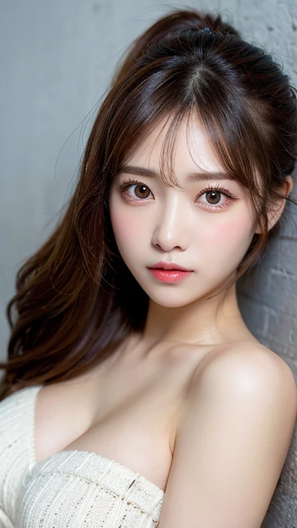 In detail, High resolution, high quality、Perfect dynamic composition, Beautiful attention to detail, Medium Hair,Natural color lip,Kamimei、Shibuya Ward、20-year-old girl、1 person、Clear Skin、Shiny Hair、Tabletop, 最high quality, figure, Super detailed, In detail, High resolution, 8K、The correct state of the human body、Random pose、Sculpture model pose,Hair dancing in the wind、underwear,Hair length,big ,hugeな胸の谷間, Bold sexy pose,huge 、Close-up of face