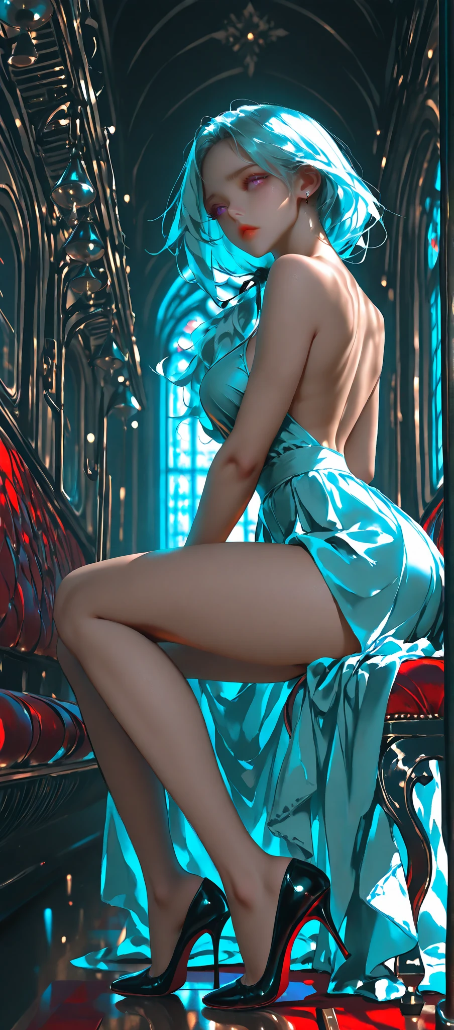 masterpiece:1.3), Super detailed, Ultra-high resolution, (Realistic, photo Realistic:1.37), 8K high-definition RAW color photos, Professional photography, White balance, ((Hyperrealism:1.2)), (Depth of written boundary), (Sharpness of focus:1.2), (1 Hot European Girls, 20-year-old), With a perfect body, (Perfect proportions), (((Anatomically correct))), Accurately textured skin, (Very beautiful face, Beautiful Lips, Beautiful Eyes), Exquisitely detailed face, ((Super detailed skin)), ((masterpiece (compensate:1.4), [[Pink lipstick]], eyeliner)),((super high quality, nature, Fluffy random colors, Medium length ((Asymmetrical Hair, Very detailed)), Whitening the skin, Shiny skin, Slim face, Beautiful cheekbones, (Slim Belly: 1.2), (Tight waist:1.3), (Small Ass), (slim and muscular body:1.3), ((Big ample breasts:1.5)), ((Earrings, Silver, necklace, bracelet, valuables), ((Sports Style)), (((bright, bright色の流れるような服))), ((Light color cropped tank top , Very short skirt)), ((Vivid, Active, Vibrant)), ((panties)), ((Exposed thighs)), (erotic: 1.6), (((A short skirt that hugs the hips ) ))), on the road