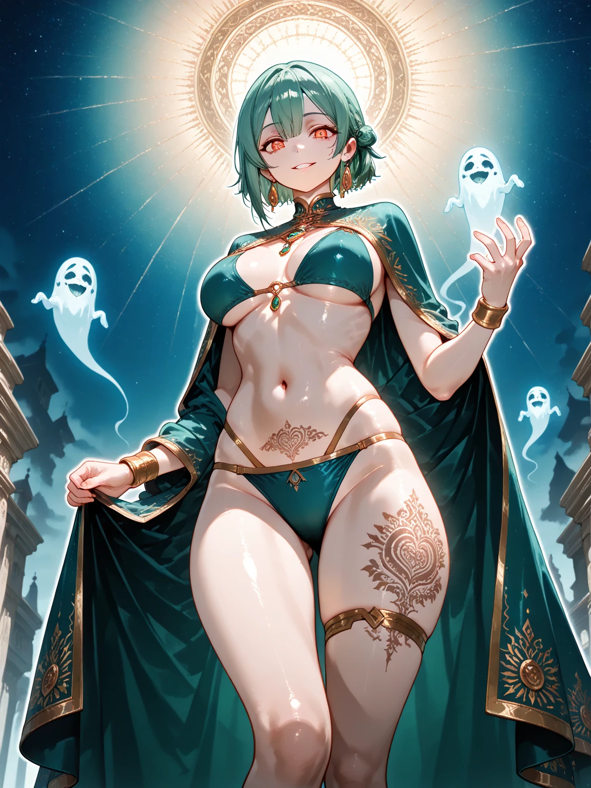 (hero neisan art style:0.7), score_9, score_8_up, score_7_up, score_6_up, yor briar, black hair, white hairband, sidelocks, red eyes, BREAK (masterpiece:1.2), best quality, high resolution, (detailed eyes:1.3), perfect lighting, (perfect hands, perfect anatomy), large breasts, sagging breasts,1girl, breasts, female pubic hair, pubic hair, nipples, solo, barefoot, staff, feet, large breasts, jewelry, veil, sitting, soles, spread legs, pussy, orb, navel, pussy juice, seductive smile, drooling, toes, own hands together, necklace, large areolae, leg up, earrings, full body, topless, praying, staff, bathroom, shower, from below, low light, fireflies, bokeh, one leg behind head