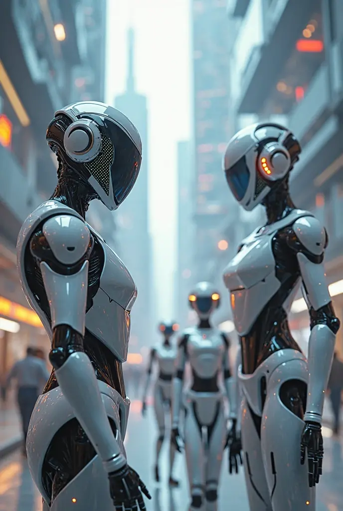 Group of cyborgs with camera heads