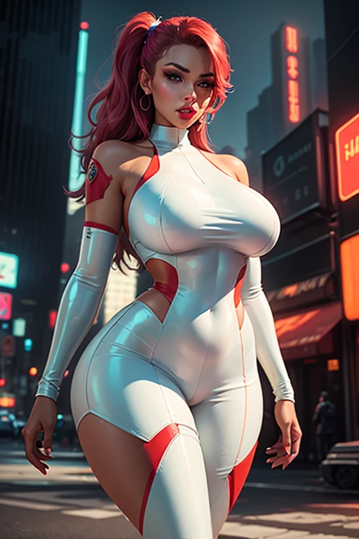 (Masterpiece, Best Quality), 8k Wallpaper, highly detailed, poster, vintage sci-fi film, 1960s, a magazine cover with sexy giant nurse towering over a tiny city, a portrait by Paul Kane, cinematic movie poster, perfect face, Orange hair, Attack of the 50 foot woman, giant woman, tiny city, lines, abstract, mid century modern, movie poster, vintage, white nurse uniform, stiletto high heel shoes, tiny destroyed skyscrapers city, retrofuturism, pulp sci fi, pulp sci-fi, 60's pulp illustration, scifi pulp, pulp book cover art, pulp scifi, old retro pulp comic cover, pulp science fiction, pulp scifi illustration, vintage scifi, skyscrapers sized under her knee