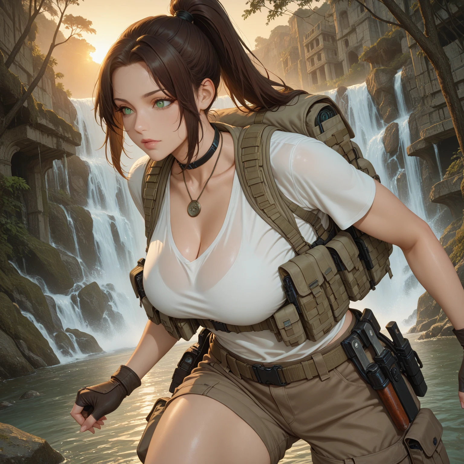 Lara Croft conducting rope rescue training，(A group of climbers:1.1),Rescue operations,action sports,Climbing,mountain peaks,Cord,challenge,highly,Courage,(Heroic rescue scene:1.2),Emergency Response Team,full body shot of, (Jaw-dropping effect), ,(Studio lighting), DLSR, sharp focus, soft lighting, masterpiece, perfect face, ultra detailed face, perfect brown eyes, beautiful face, black\ clothes