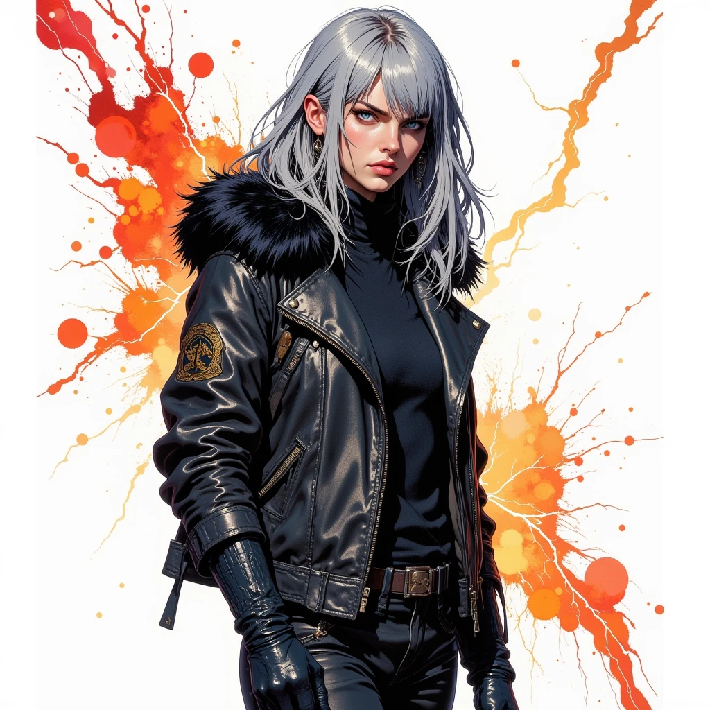 A (waist up:1.2) cinematic photorealistic color digital painting of Ellen Louise Ripley with the (80's heavy metal rock star hair style:1.2) jump in stage, detailed face, insanely detailed and intricate, crisp sharp and clear, volumetric lighting, ultra-high resolution, masterpiece hyper realistic artwork of Don Lawrence, centered, Professional color grading by Kennedy Hines Jr.