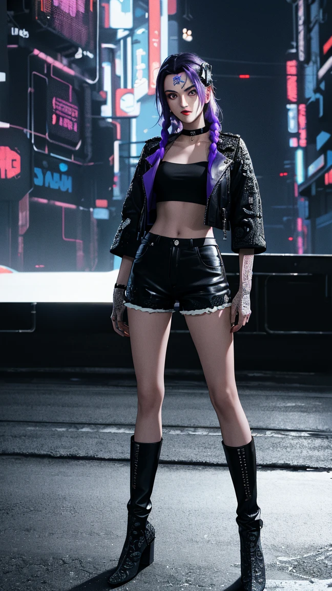 Ultra-realistic CG K ,((premium、8k、32k、Masterpiece)), (superfine illustration)、(súper high resolution), (((body adulto))), (Masterpiece, Best Quality:1.2), ((Masterpiece, of the highest quality, Maximum image quality, high resolution, photorealistic, photo and gross, 8k)),Oh, league of legend, sexy for, wallpapers, detailed eyes, fox ear, (fox tails), a skirt, (long pink fur), medium breasts, Looking at_It is shown in_Looking atl espectador, short_Hair, gloves, belly button, fail, Blue_there are eyes, Eternal, full_body, weapon, Footwear, Necklaces, negro_gloves, pulp, hooded, Hair_overcome_Yoon_there are eyes, cultivator_above, Hoodie, negro_pants, sneakers, cut_Jacket, cyber punk character, cut_Hoodie